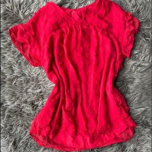 Red Swiss Dot Blouse